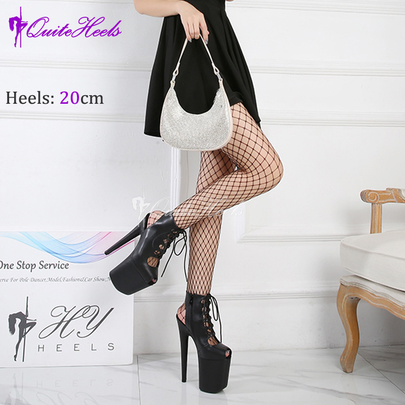 Sandal cao gót La Mã mũi hở phong cách Âu Mỹ, gót siêu cao, đế chống thấm — Màu đen mặt nhung, Mặt Gương Màu Đen, Màu đen mặt mờ, Màu đen vân rắn
