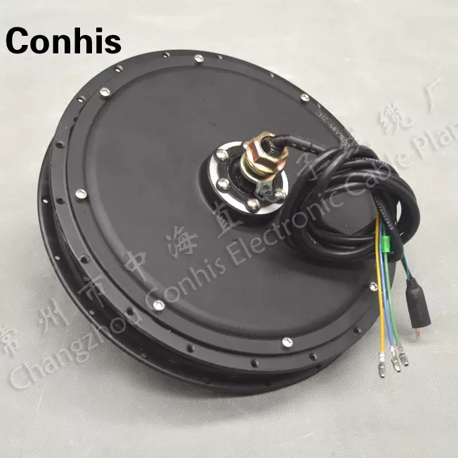 无刷无齿205辐条电机24V36V48V500W-1500W前驱轮毂电机系列黑色