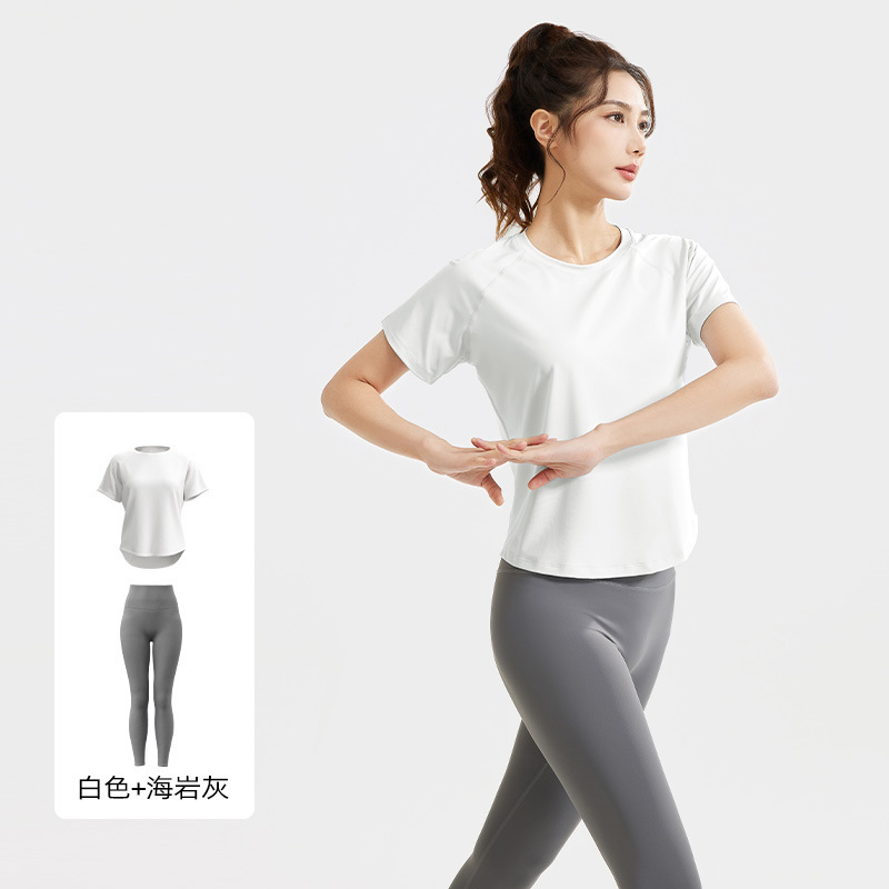 Juyi Tang nuevo juego de ocio de primavera y verano, camiseta de malla, camiseta de cintura alta, pantalones deportivos, yoga para adelgazar