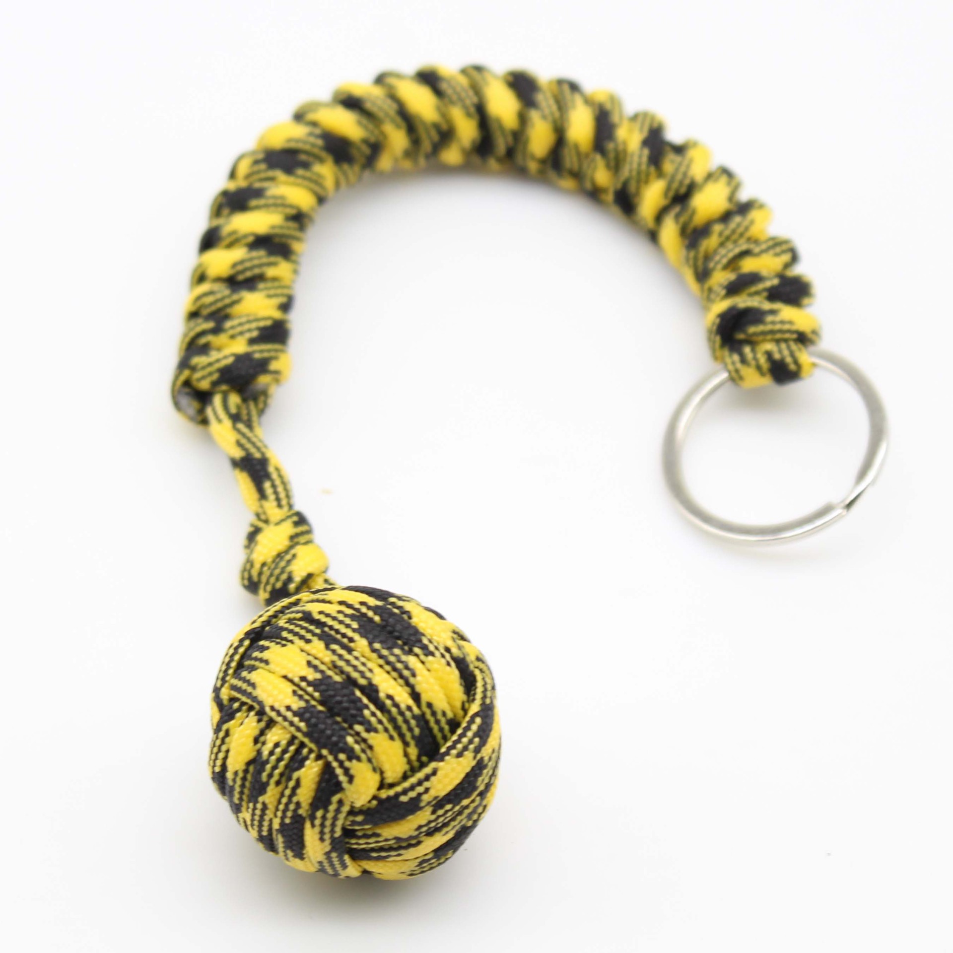 Paraguas cuerda tejida bola de acero serpiente nudo bola mono puño paraguas cuerda supervivencia al aire libre llavero paraguas cuerda colgante bola