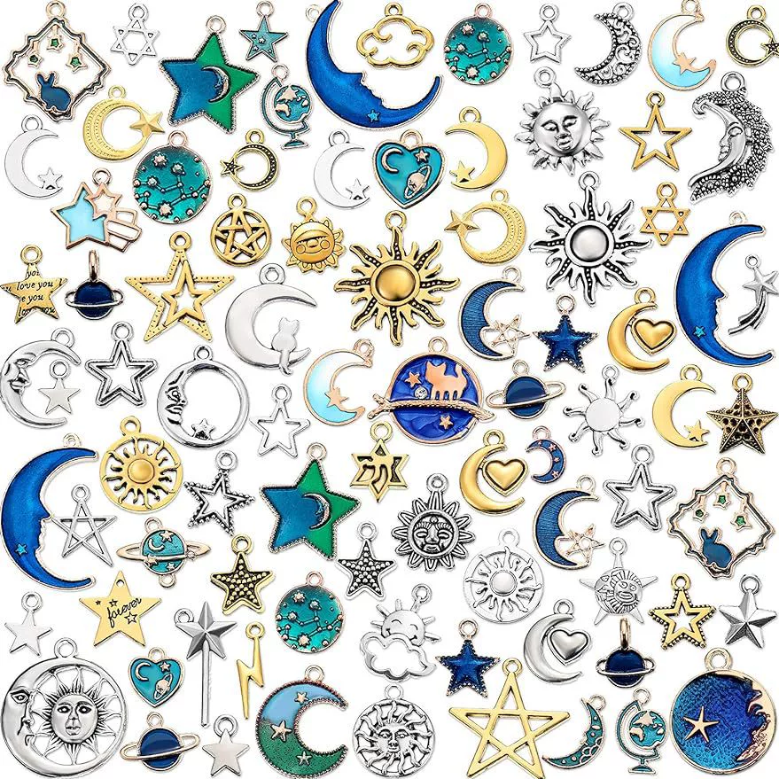 150 DIY ювелирные аксессуары Солнечная звезда луна браслет, ожерелье, серьги аксессуары