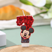 卡通米奇亮片数字蜡烛生日派对蛋糕装饰插件跨境创意可爱生日蜡烛