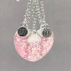 Children's set for friend heart shaped, magnetic cute pendant, nail sequins, cartoon necklace, 3 piece set