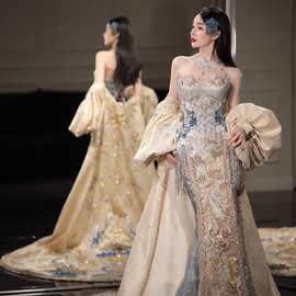 新中式嫁衣礼服2025夏新款新娘结婚敬酒服婚服出阁服气质鱼尾礼服