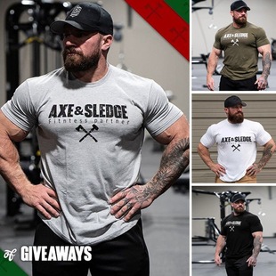 Foreign Trade Men's Summer New Pure Color Sports T-Shirt Men's European and American Fashion Brand Fitness Running Bottoming Shirt Short-Sleeved T-Shirt