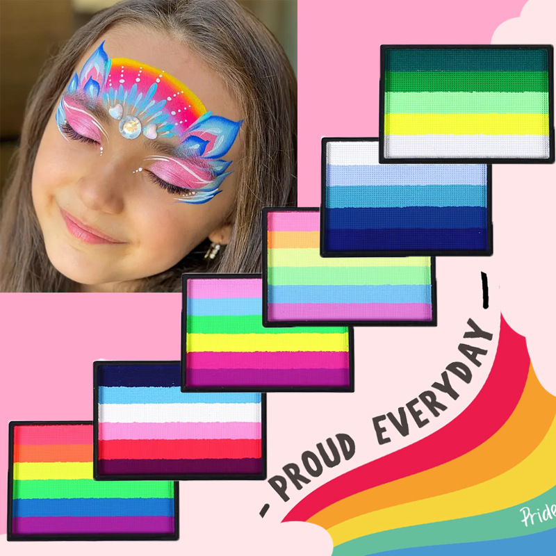 Cross-border 50g color matching rainbow strip face painting water-based color matching pigment washable human body rainbow face painting