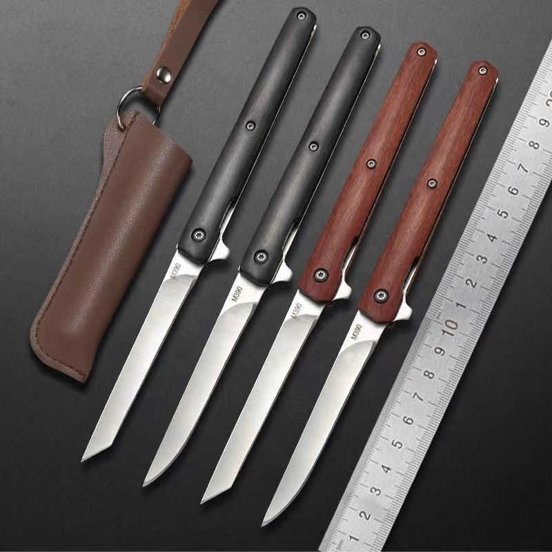 工厂高硬度不锈钢折叠刀便携式迷你口袋木柄神笔户外刀锋利水果刀