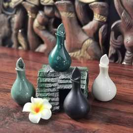 泰国精油壶美容院精油瓶陶瓷spa香薰调配碗泰式水疗分装壶瓶