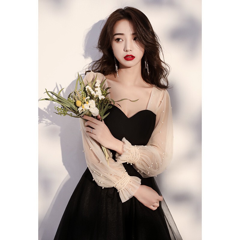 Black Evening Dress Women's Banquet Temperament Usually Wearing Dresses for dress Small Birthday Students Graduation Dress