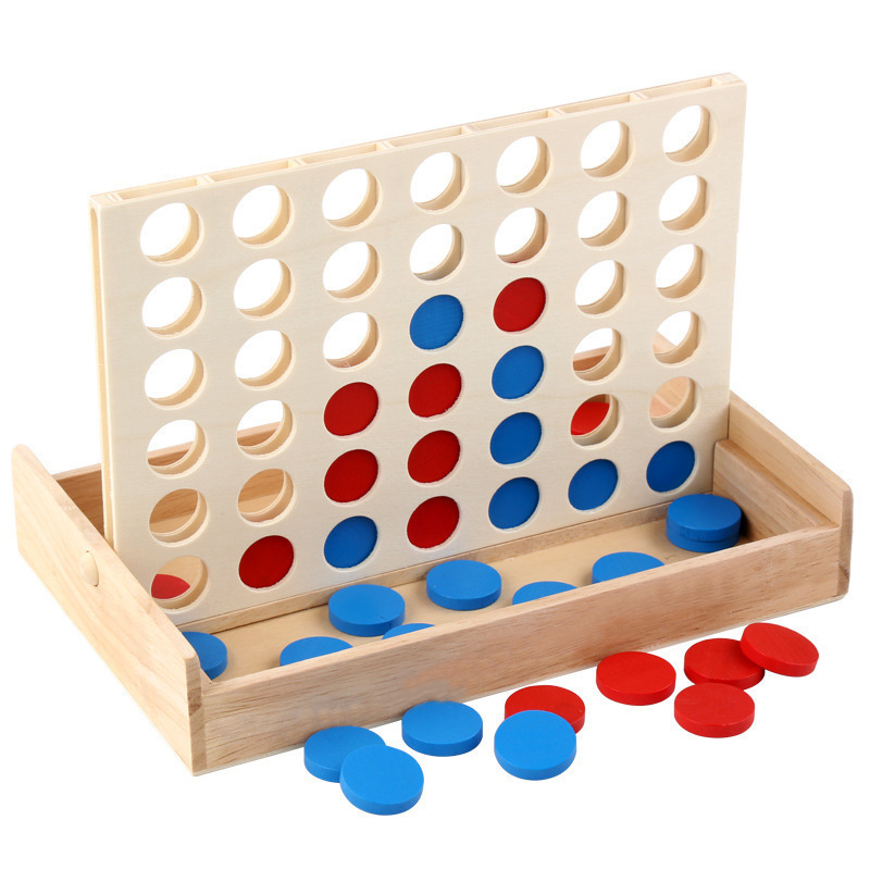 木质立体四连棋四子棋3-6儿童学生桌游木质棋类益智早教玩具亲子|undefined