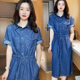 牛仔连衣裙女2024夏季爆款高级感小个子气质收腰显瘦薄款中长裙子