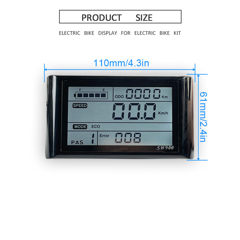 Electric bicycle modification accessories LCD-SW900 LCD meter data display 24-72V SM connector