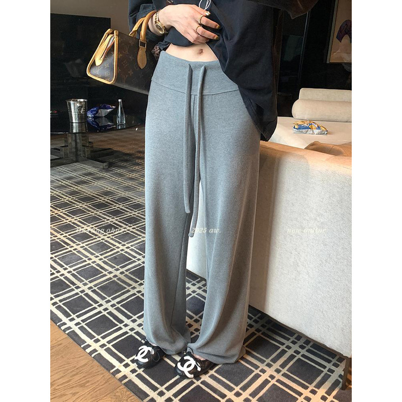 3819 #   Ouyang Drawstring Drape Wide-Leg Pants for Women, Petite Long Pants, Casual Pants, Sweatpants