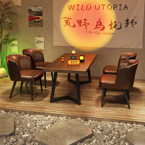 Campground-style bar, quiet bar, tea house, booth sofa, solid wood table and chairs, small tavern, barbecue, milk tea shop, coffee shop, sofa