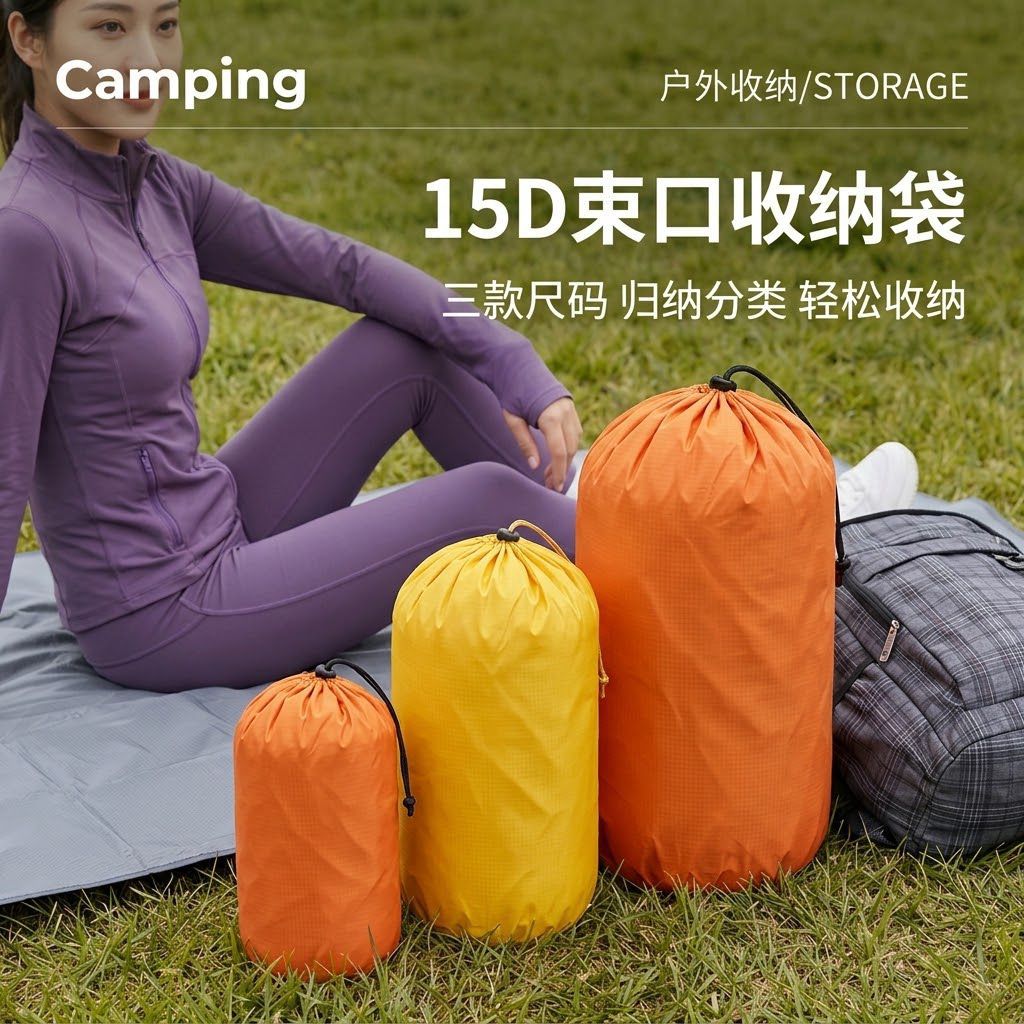 Cross-border storage bag 15D nylon compression bag tent outdoor multifunctional lightweight clothing sorting storage bag