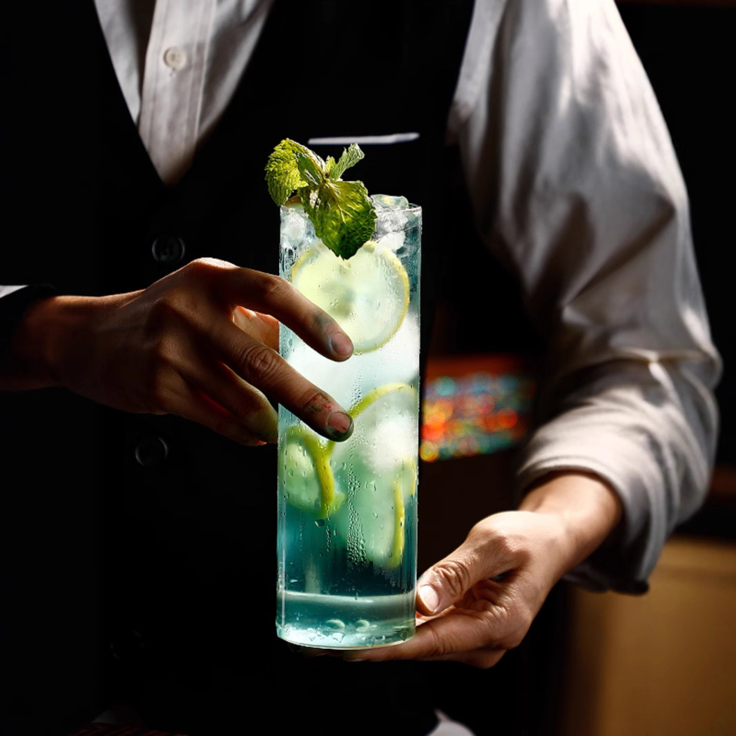 Vaso de copa sin fondo ligero, copa de cóctel, taza de bebida larga simple, taza de Klin, taza de jugo, taza de agua recta alargada, hogar