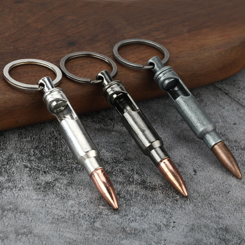 Cross-border Hot Sale Metal Keychain Bullet Bottle Opener Creative Novel Bottle Opener Small Gift Keychain Pendant