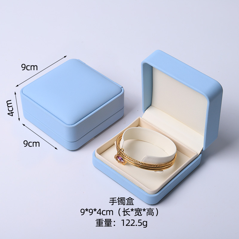 Caja de joyería rosa de alta calidad de cuero pu caja de embalaje de marca de joyería logotipo colgante pulsera collar caja de anillo