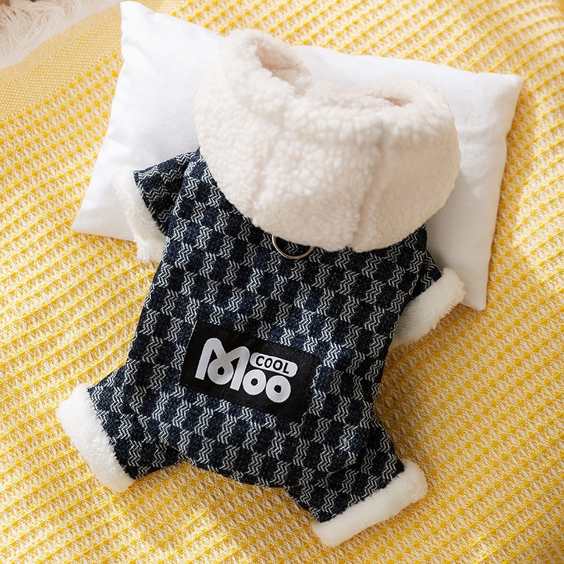 Perro de otoño e invierno, bolsillo de algodón acolchado cálido grueso, chaqueta acolchada de algodón de cuatro patas, gato Teddy Bichon, ropa para perros