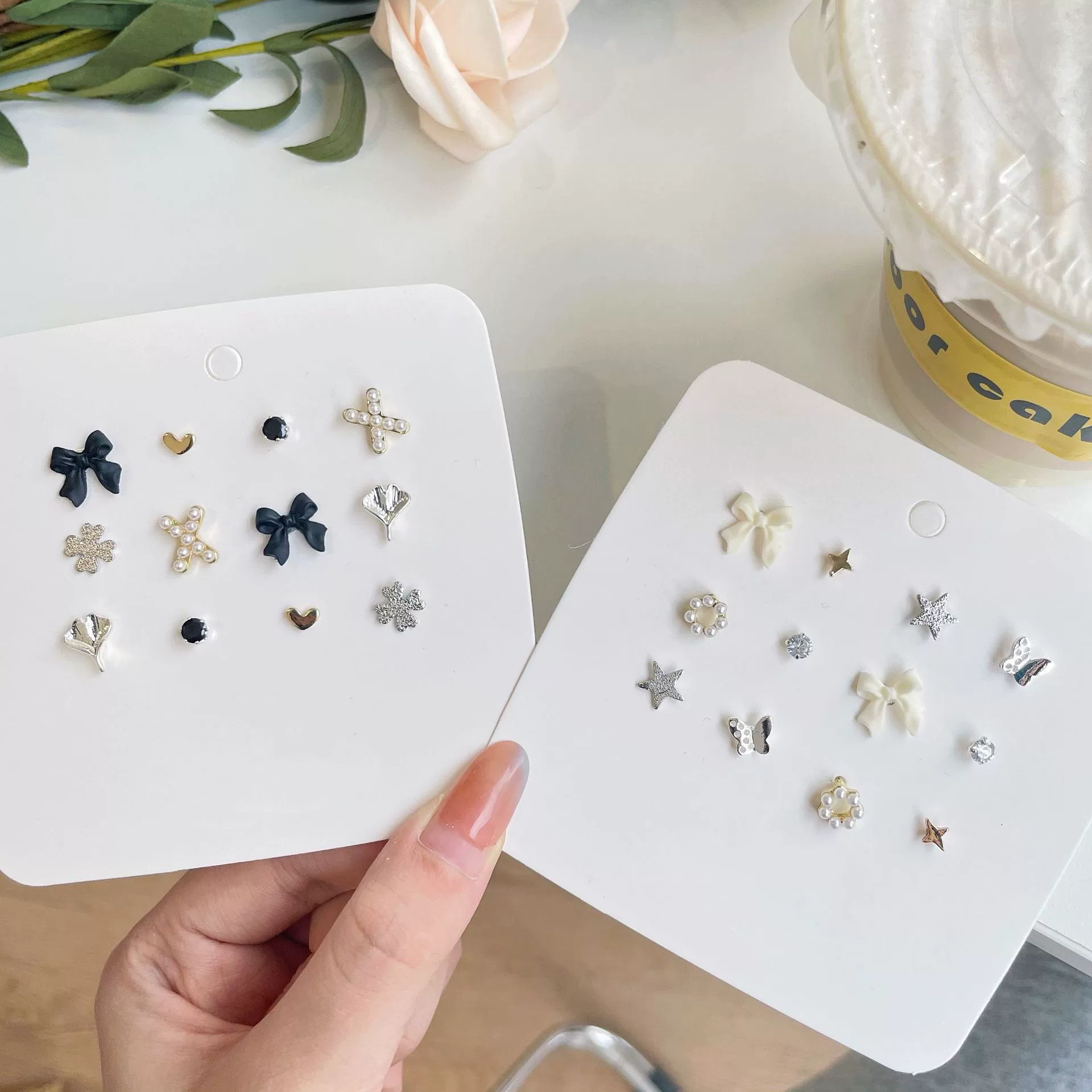 Earrings, set, universal cute silver needle, silver 925 sample, simple and elegant design, 2022 collection