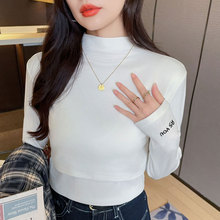 秋冬季哺乳衣加绒加厚哺乳纯棉T恤孕妇立领喂奶打底上衣月子期服