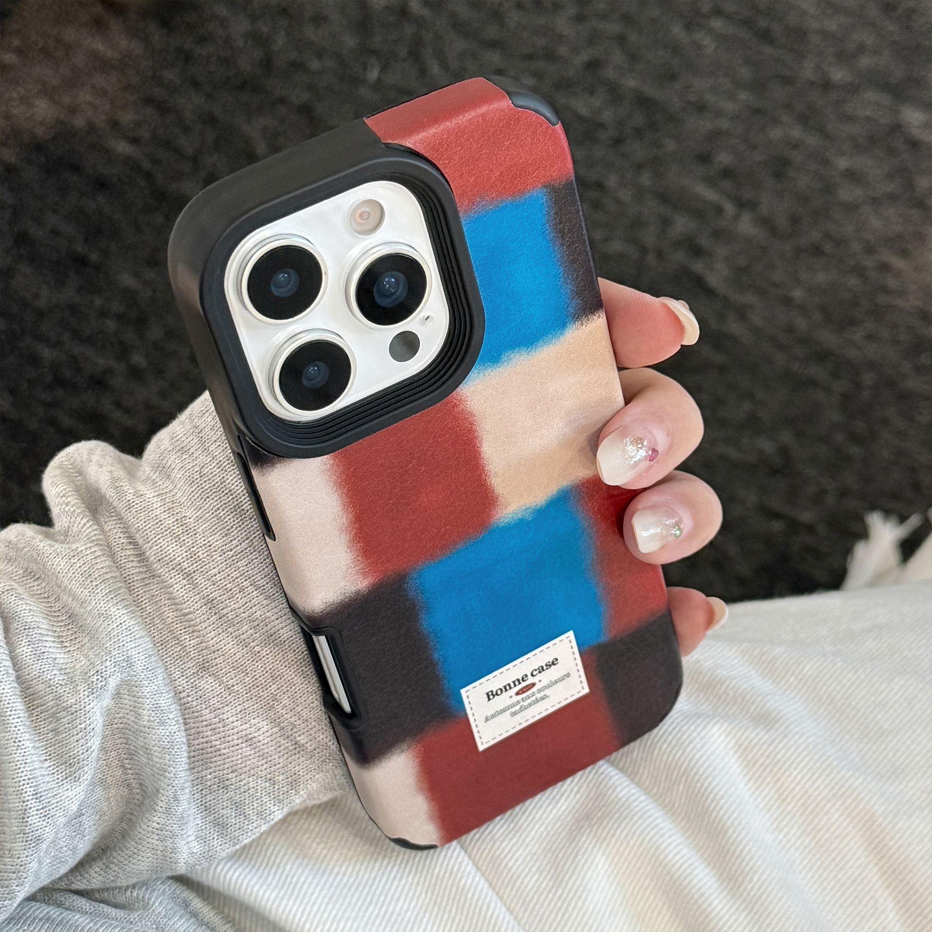 Personalidad retrógrada mosaico para iphone16promax manzana17 caso de teléfono 15 premium 14 cuero 13