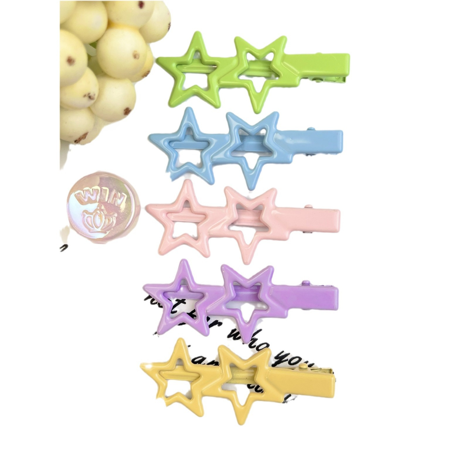 Gloss 2024 Macaron Paint 8-character Duckbill Clip Fruit Color Seamless Hairpin Cute Hair Accessories Side Clip Bangs Clip Accessories_voghion.com