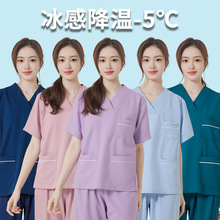 夏季速干透气短袖刷手服口腔护士工作服手术衣医生印花洗手衣套装