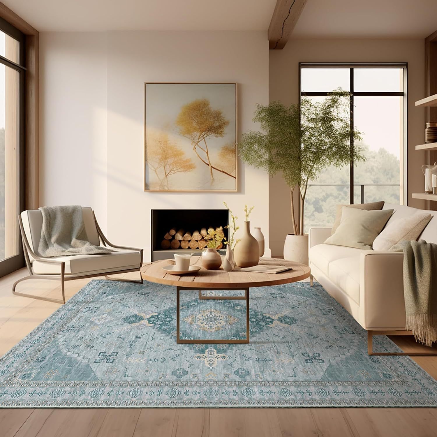 Dom in vrt Perzijska dnevna soba, polna preproga, domači balkon, garderoba, talna podloga, dekoracija za hotelsko bivanje na domu, nedrseča podloga za noge_voghion.com