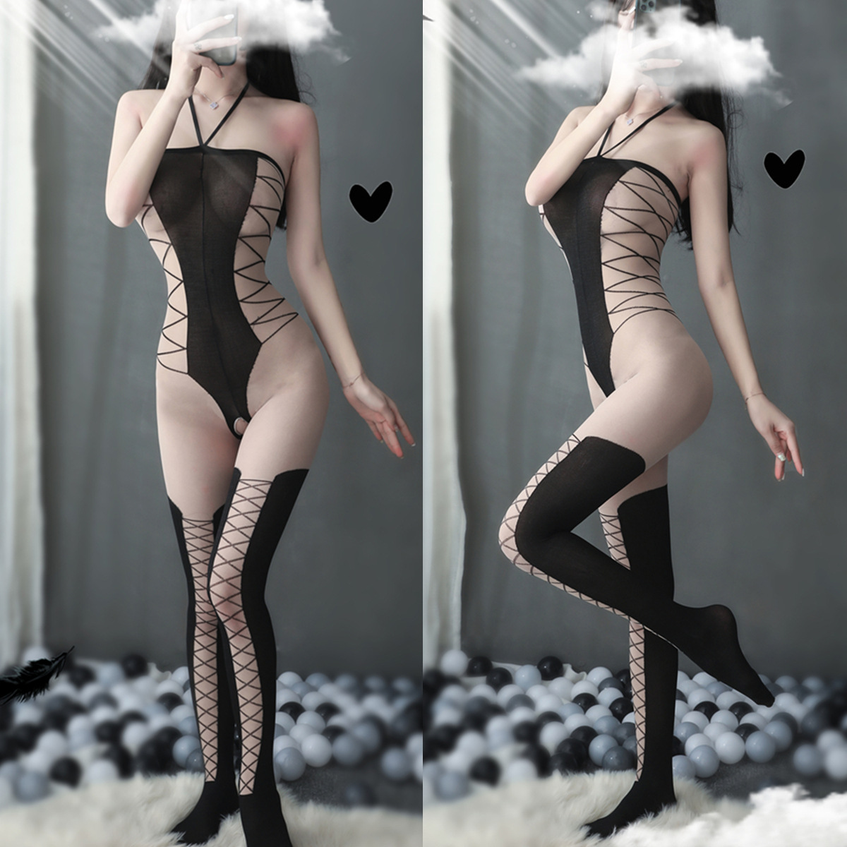 sexy stockings open sexy cross body stocking sling dew sexy lingerie transparent one-piece stockings suit 67