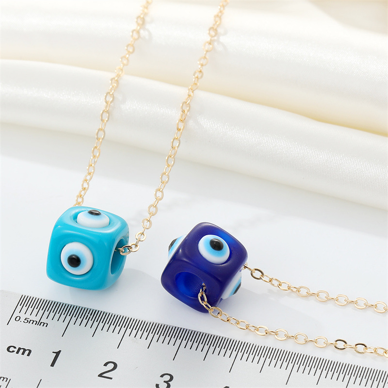 Punk Ethnic Style Resin Devil u0027S Eye Pendant Necklace Vintage Square Bead Eye Necklace For Women