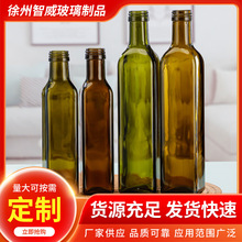 现货批发500ml橄榄油瓶山茶核桃油瓶茶色避光玻璃油瓶方形麻油瓶