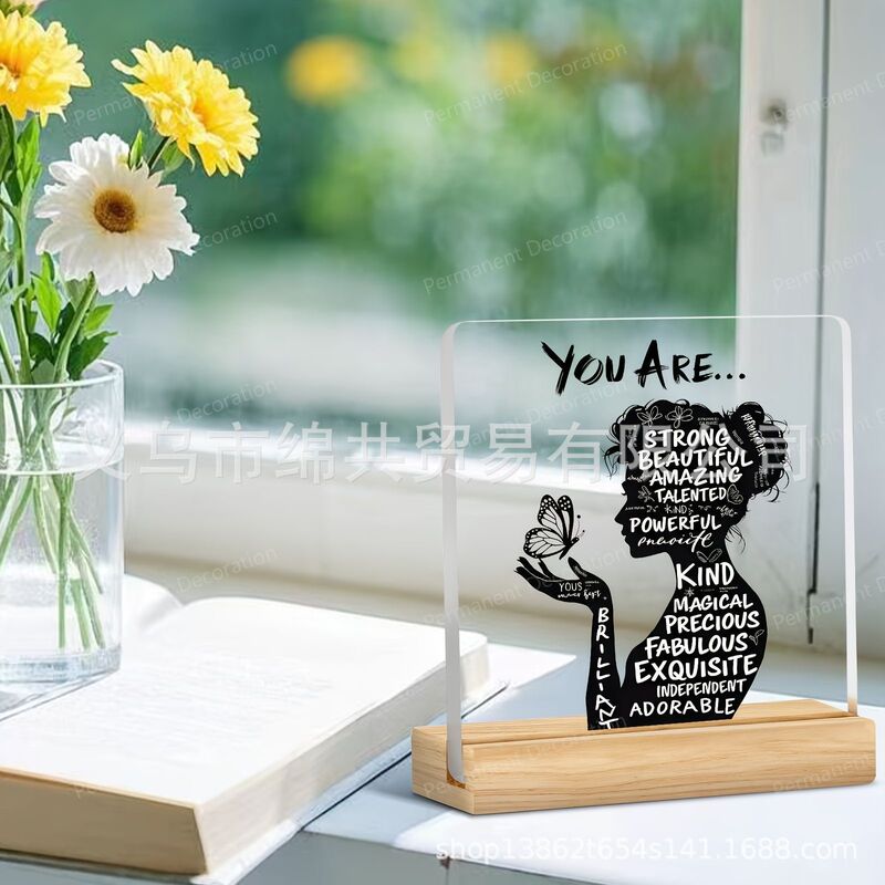 Inspirational Acrylic Decoration: "You Are a Lovely Butterfly" Desktop Ornament, Perfect for Home and Office Decor