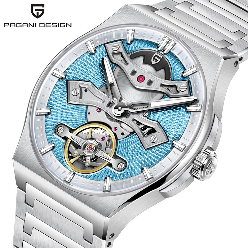 Pagani Design Men's Business Watch Pd-Ys028 New Model Mechanical Skeleton Movement Luminous Stainless Steel Watch Pagani Design Men's Business Watch Pd-Ys028 New Model Mechanical Skeleton Movement Luminous Stainless Steel Watch