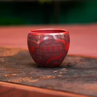 宜兴全手工紫砂茶具 原矿朱泥泥料刻绘硕果累累主人杯容量160毫升