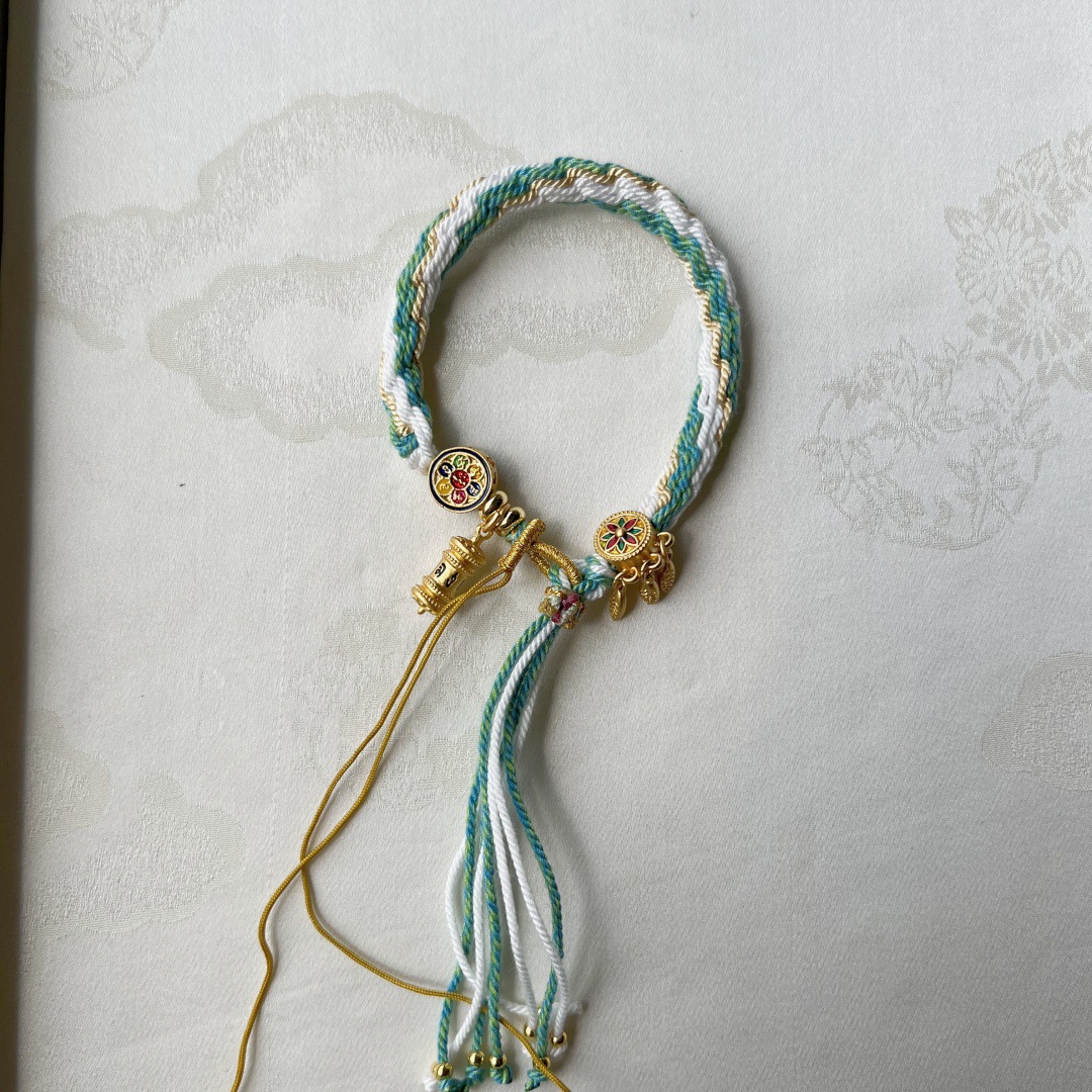 Mano tejida estilo Xizango mano cuerda zachilam mano cuerda verde madre cinco maestro thangka pulsera Xizanga mano cuerda regalo femenino