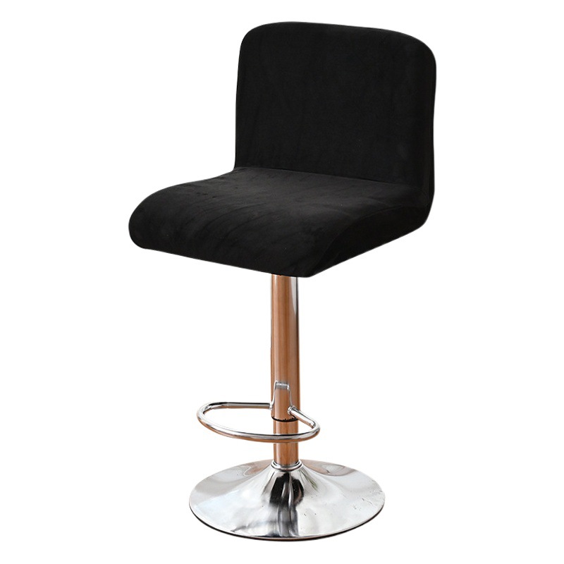 Cubierta de silla de respaldo corto de terciopelo zorro plateado elástico de color sólido transfronterizo con todo incluido