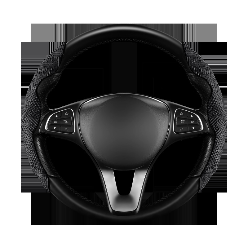 New steering wheel cover made of Nappa leather, non-slip, sweat-absorbent, universal half-cover protector, suitable for all seasons, ultra-thin handlebar cover