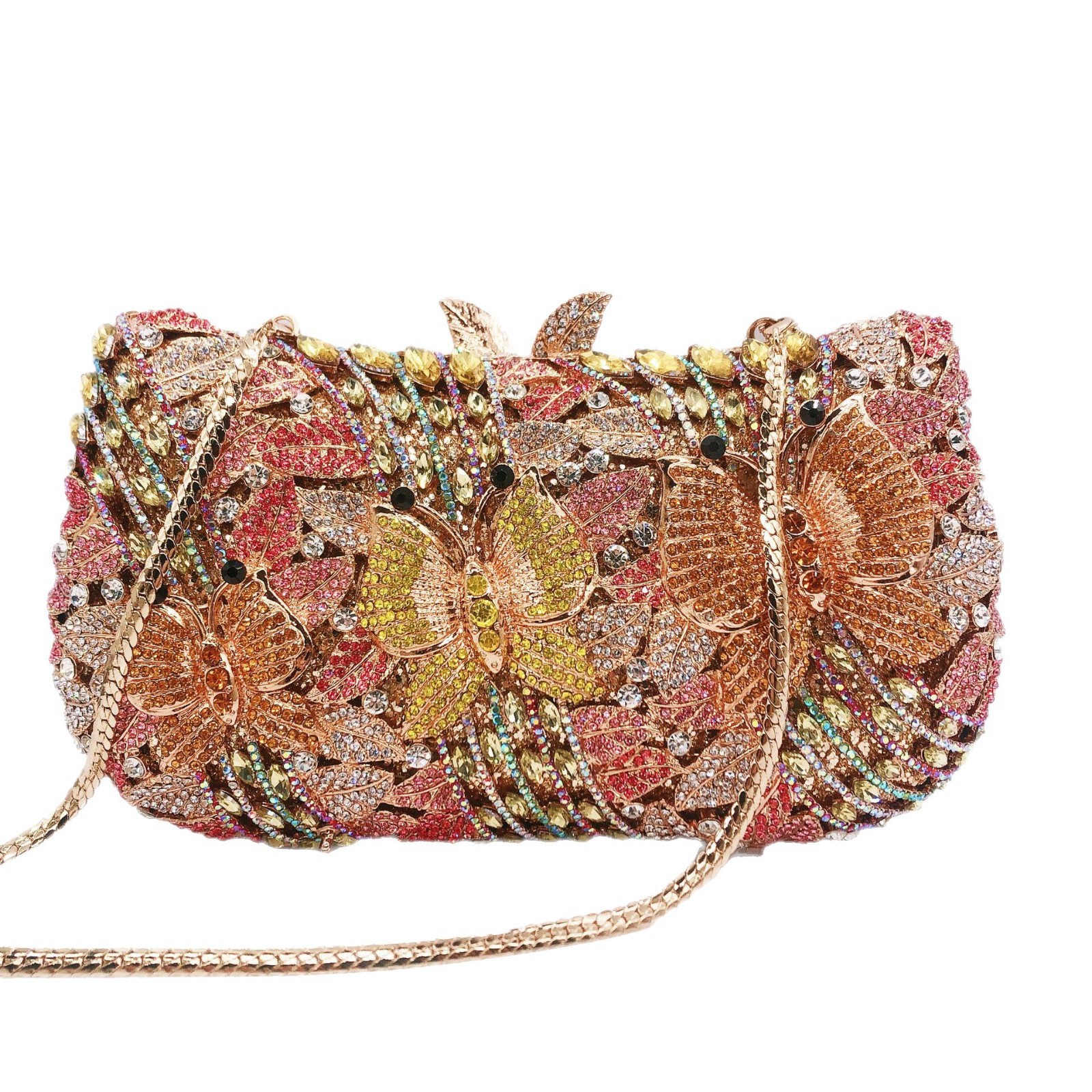 Bolsa de cena de diamante de mariposa Europa y los Estados Unidos nuevo vestido de fiesta de moda bolsa de mano de gemas bolsa de cena de diamante azul duro