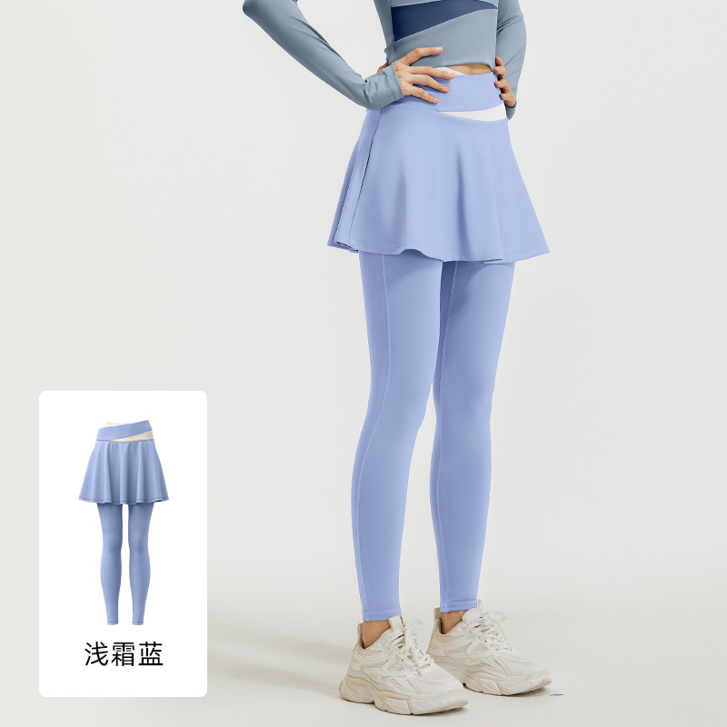 Pantalones Falda Anti-Exposición con Bloques de Color Juyitang, Cintura Alta, Control de Abdomen, Adelgazantes, Ropa Deportiva, Pantalones de Yoga con Efecto de Dos Piezas para Mujer. image 12