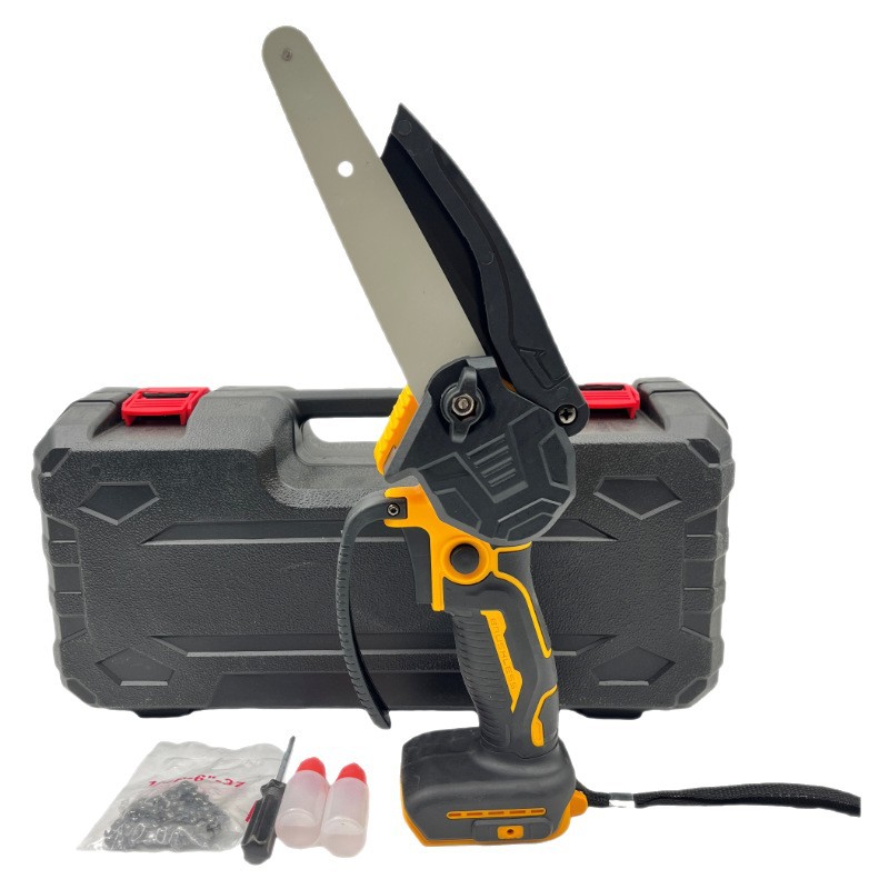 Sierra de cadena eléctrica de litio de 4 pulgadas y 6 pulgadas de 8 pulgadas, sierra de registro de jardín de árboles frutales al aire libre sierra de cadena eléctrica de mano pequeña