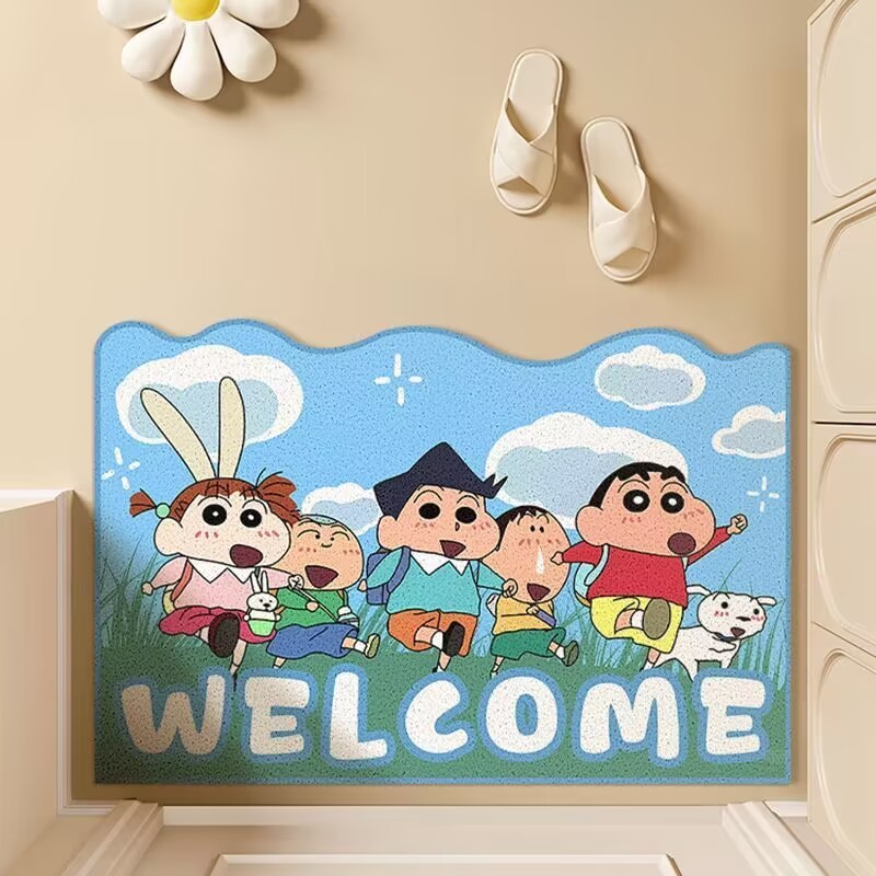 クレヨンしんちゃん 玄関ドアマット 家庭用玄関ドア 防汚マット ルイベルベット カット可能でお手入れ簡単 玄関マット|undefined