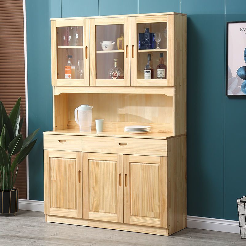 Sideboard Solid Wood Tea Cabinet Pine Dining Room Furniture Cupboard Wine Cabinet Storage Cabinet Kitchen Hall Cabinet Three-Door Cabinet