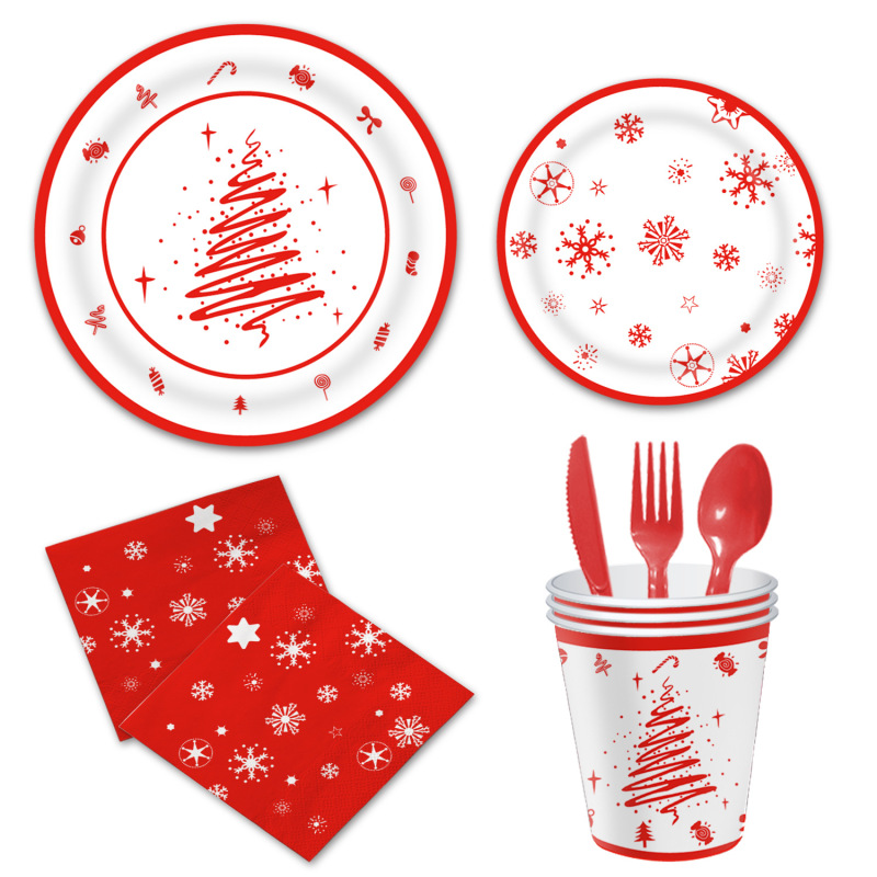 クリスマスの新しいパーティー食器merry christmasテーマ使い捨て用品テーブルクロス紙コップ紙皿|undefined