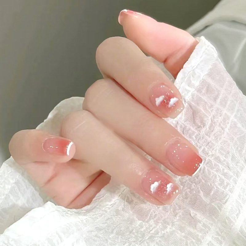 夏日新款美甲穿戴甲ins高级纯欲风穿戴式美甲贴指甲贴片短款|undefined