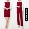 Red vest, skirt, trousers