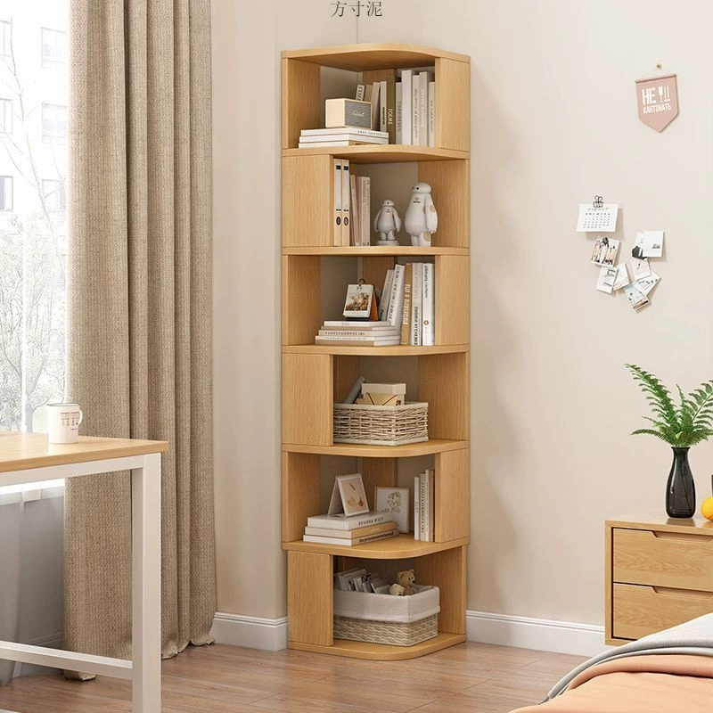 Угловая книжная полка из массива дерева на полу для дома Современная гостиная Угловая шкафчик Угловая стойка для хранения Фабрика оптовая продажа