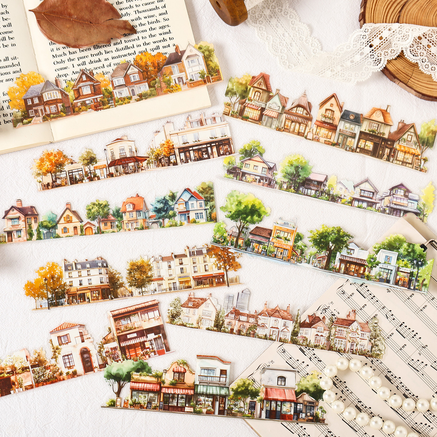 Serie Guilin Zhisi Pegatinas de paisajismo Pegatinas de bricolaje Material de decoración de cuentas a mano Collage 10 pegatinas de cuentas a mano transfronterizas