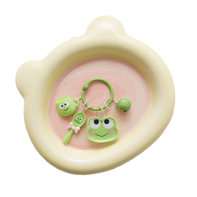 Tiktok vivo dibujos animados caliente Sanrio cena Placa de tres piezas llavero teléfono móvil cadena Yugui perro lindo colgante