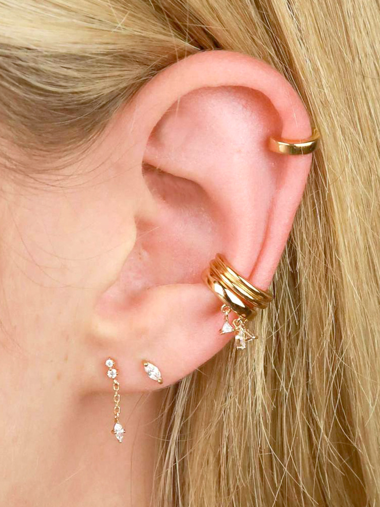 European And American Fashion Pendant Diamond-studded Geometric Copper Ear Clip display picture 3